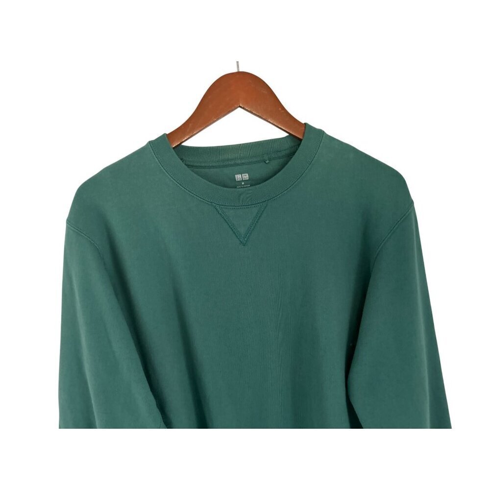 UNIQLO Sweatshirt Cotton Green Crewneck Med Weight Pullover Size Med - Picture 3 of 7